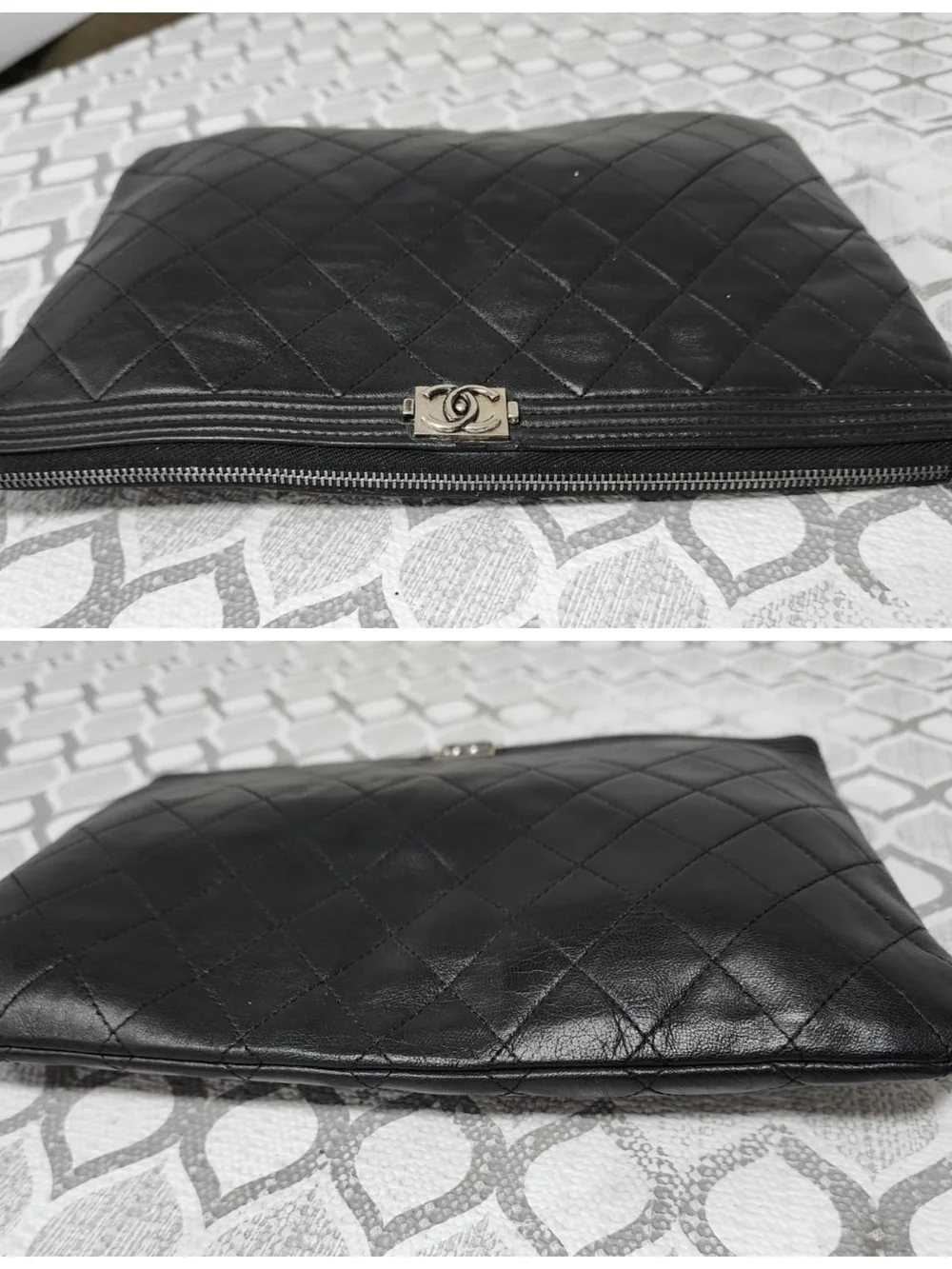 CHANEL Caviar Quilted Medium Boy Cosmetic Clutch Black